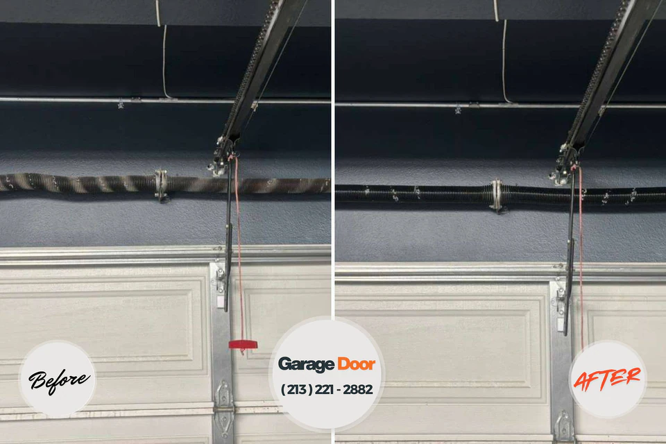 Before and after: garage door repair Madison Center, CT